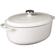 Lodge 7 Quart Enameled Cast Iron Oval Dutch Oven with Lid - Dual Handles - Oven Safe up to 500° F or on Stovetop - Use to Marinate, Cook, Bake, Refrigerate and Serve - Oyster White