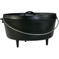 Lodge 10 Quart Pre-Seasoned Cast Iron Camp Dutch Oven with Lid - Dual Handles - Use in the Oven, on the Stove, on the Grill or over the Campfire - Black
