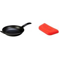 Lodge BOLD 10 Inch Seasoned Cast Iron Skillet BOLD Silicone Assist Handle Holder - Vibrant Red