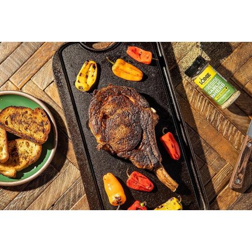 롯지 Lodge Sear Blend - Made for Cast Iron Cooking - Use Over the Grill, On the Stove, or Even in the Oven, Non-GMO - 4.8oz (4 Pack) - Fireside Garlic & Herb