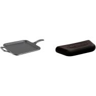 Lodge BOLD 12 Inch Seasoned Cast Iron Square Griddle + Lodge BOLD Silicone Assist Handle Holder - Black