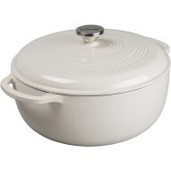Lodge 7.5 Quart Enameled Cast Iron Dutch Oven with Lid - Dual Handles - Oven Safe up to 500° F or on Stovetop - Use to Marinate, Cook, Bake, Refrigerate and Serve - Oyster White