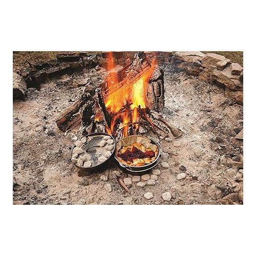 롯지 Lodge 4 Quart Pre-Seasoned Cast Iron Camp Dutch Oven with Lid - Dual Handles - Use in the Oven, on the Stove, on the Grill or over the Campfire - Black