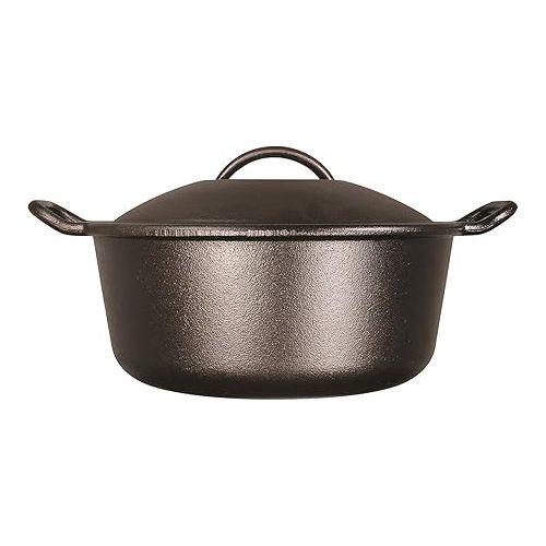 롯지 Lodge BOLD Exclusive 7 Quart Premium Pre-Seasoned Cast Iron Dutch Oven with Lid - Dual Handles - Use in the Oven, on the Stove, on the Grill or over the Campfire - Black