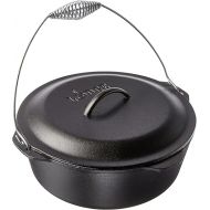 Lodge 9 Quart Pre-Seasoned Cast Iron Dutch Oven with Lid - Wire Bail Handle for Easy Transfer from Cooking Surface to Table - Use in the Oven, on the Stove, on the Grill or over the Campfire - Black