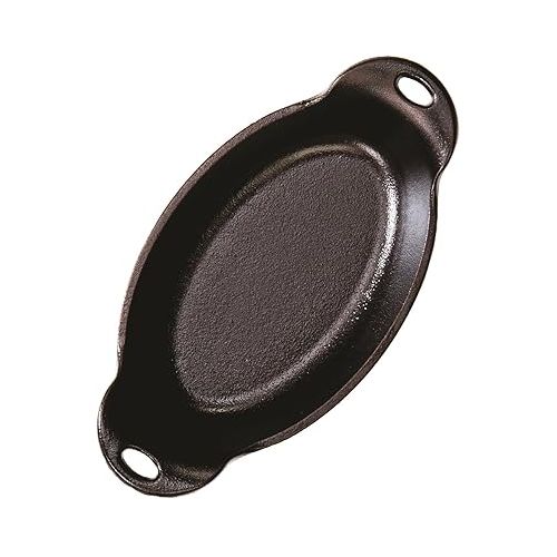 롯지 Lodge Heat Enhanced and Seasoned Cast Iron Oval Mini Server, 9-Ounce, Black