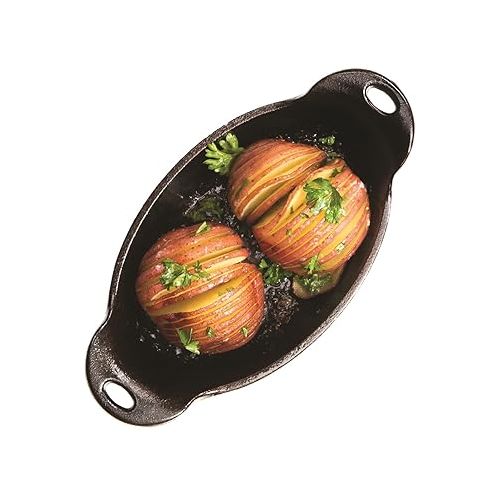 롯지 Lodge Heat Enhanced and Seasoned Cast Iron Oval Mini Server, 9-Ounce, Black