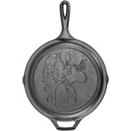 Lodge 10.25 Inch Dolly Parton Pre-Seasoned Cast Iron Stamped Skillet - Signature Teardrop Handle - Use in the Oven, on the Stove, on the Grill, or Over a Campfire, Black