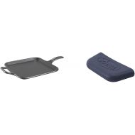 Lodge BOLD 12 Inch Seasoned Cast Iron Square Griddle + Lodge BOLD Silicone Assist Handle Holder - Ash Gray