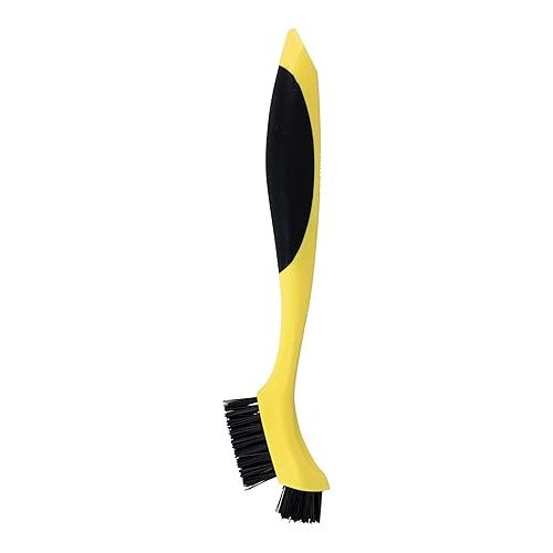 롯지 Lodge Corner Groove Cleaning Brush with Two Nylon Brush Heads, Fits Narrow Spaces, to Clean Cast Iron or Ridged Cookware