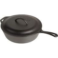 Lodge L10CF3 Cast Iron Covered Deep Skillet, Pre-Seasoned, 5-Quart, Black