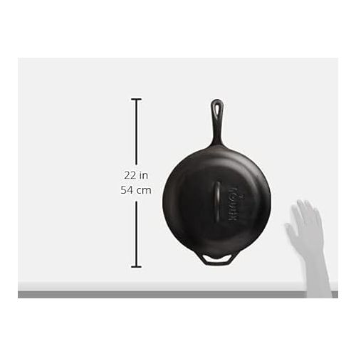 롯지 Lodge L10CF3 Cast Iron Covered Deep Skillet, Pre-Seasoned, 5-Quart, Black