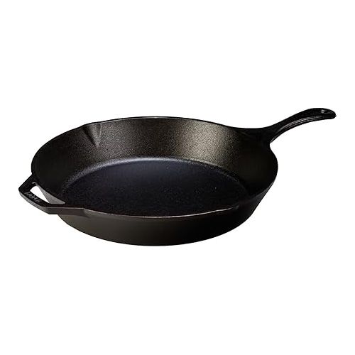 롯지 Lodge Seasoned Cast Iron Skillet with Hot - 12 inch Frying Pan with Silicone Hot Handle Holder (Black)