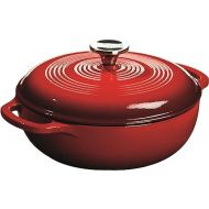 Lodge 3 Quart Enameled Cast Iron Dutch Oven with Lid - Dual Handles - Oven Safe up to 500° F or on Stovetop - Use to Marinate, Cook, Bake, Refrigerate and Serve - Island Spice Red