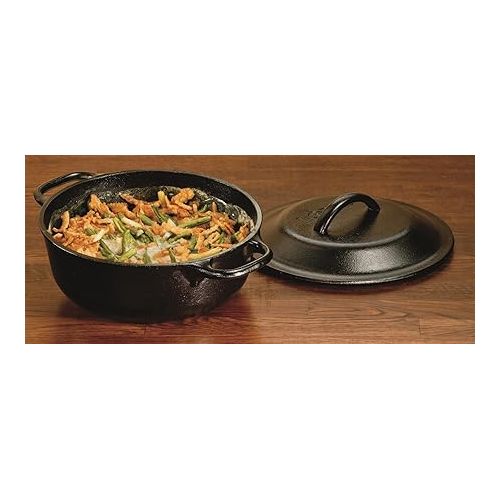 롯지 Lodge 2 Quart Pre-Seasoned Cast Iron Dutch Oven with Lid - Dual Handles - Use in the Oven, on the Stove, on the Grill or over the Campfire - Black