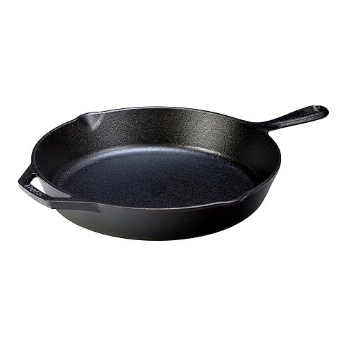 롯지 Lodge Seasoned Cast Iron Skillet with Tempered Glass Lid (12 Inch) - Medium Cast Iron Frying Pan With Lid Set