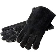 Lodge 18” Leather Outdoor Cooking Gloves - Heat Resistant Gloves for Cast Iron Cooking, Black