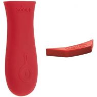 Lodge Silicone Hot Handle Holder - Red Heat Protecting Silicone Handle for Lodge Cast Iron Skillets with Keyhole Handle & ASAHH41 Silicone Assist Handle Holder, Red