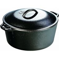 Lodge L8DOLKPLT Cast Iron Dutch Oven with Dual Handles, Pre-Seasoned, 5-Quart,Black