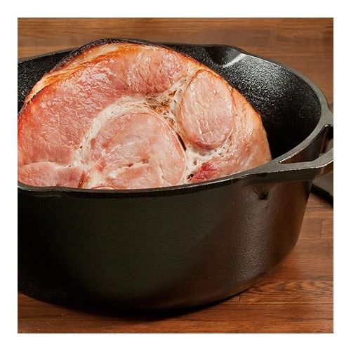 롯지 Lodge L8DOLKPLT Cast Iron Dutch Oven with Dual Handles, Pre-Seasoned, 5-Quart,Black