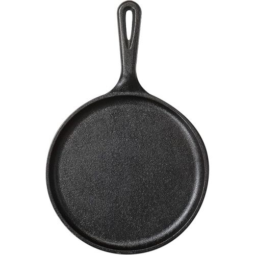 롯지 Lodge 8.38 in Cast Iron Round Griddle, Black