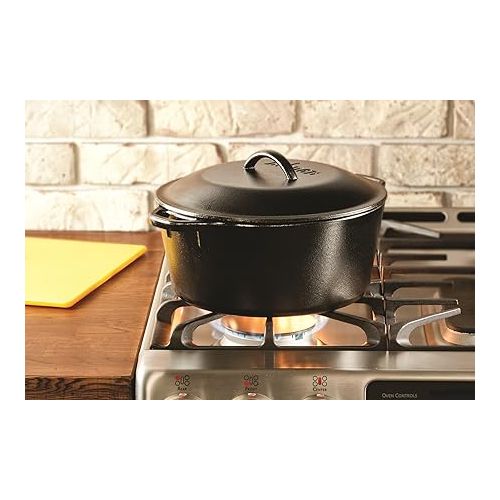 롯지 Lodge Cast Iron Serving Pot Dutch Oven with Dual Handles, Pre-Seasoned, 7-Quart,Black