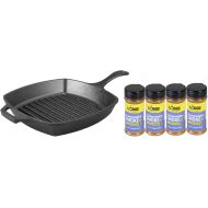 Bundle of Lodge 10.5 Inch Cast Iron Pre-Seasoned Square Grill Pan + Lodge Sear Blend 6.4oz (4 Pack) - Tennessee Smoke