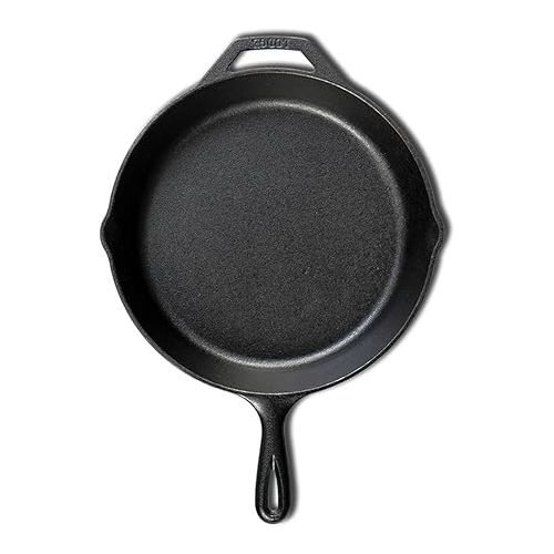 롯지 Lodge Seasoned Cast Iron Skillet - 12 Inch Ergonomic Frying Pan with Assist Handle, black