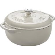 Lodge 6 Quart Enameled Cast Iron Dutch Oven with Lid - Dual Handles - Oven Safe up to 500° F or on Stovetop - Use to Marinate, Cook, Bake, Refrigerate and Serve - Oyster White