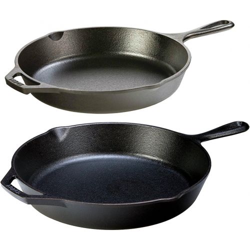 롯지 [아마존베스트]Lodge Seasoned Cast Iron Skillet Bundle, 12 and 10.25 (Set of 2) Cast Iron Frying Pans. Bonus Included: 2 Premium Lodge Silicone Handle Holders