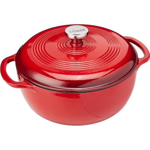 롯지 [아마존베스트]Lodge, Dutch Oven Red Clear Enamel 6 Quart