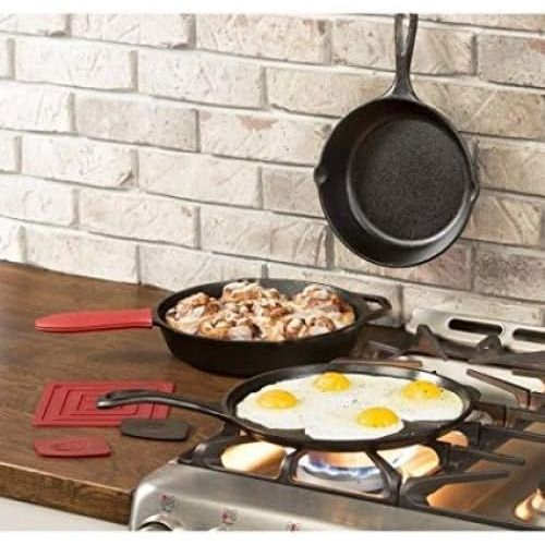 롯지 [아마존베스트]Lodge Cast Iron 5 Piece Bundle, 5 Quart Dutch Oven with Cover, 10.5 inch Griddle Pan, 8 and 10.25 Inch Skillets, Pre-Seasoned Cookware Set Ready for Cooking, Bundle Includes Salien