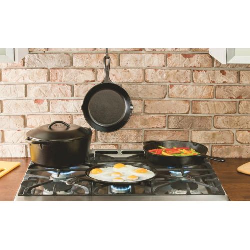 롯지 [아마존베스트]Lodge Cast Iron 5 Piece Bundle, 5 Quart Dutch Oven with Cover, 10.5 inch Griddle Pan, 8 and 10.25 Inch Skillets, Pre-Seasoned Cookware Set Ready for Cooking, Bundle Includes Salien