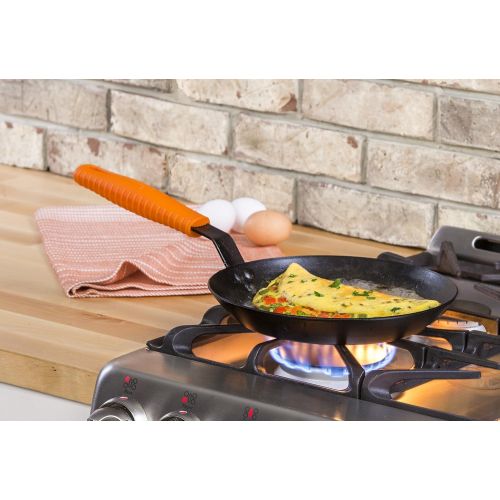 롯지 [아마존베스트]Lodge Manufacturing Company CRS10HH61 carbon steel skillet, 10-inch, Black/Orange