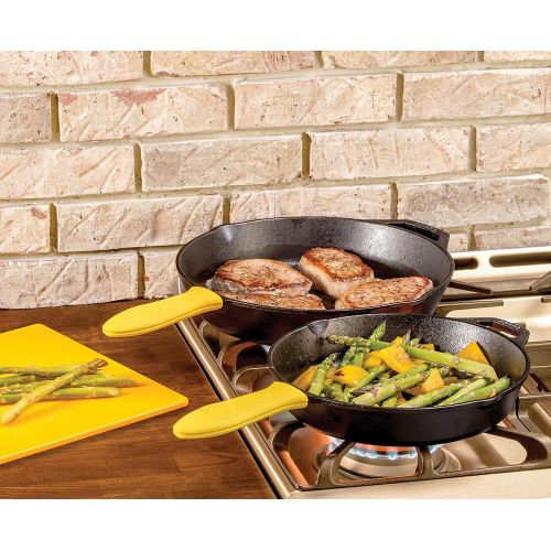 롯지 [아마존베스트]Lodge Seasoned Cast Iron 2 Skillet Bundle. 12 inches and 10.25 inches Set of 2 Cast Iron Frying Pans