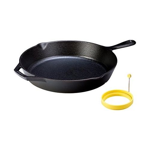 롯지 [아마존베스트]Lodge LODGE Pre-Seasoned Cast Iron Skillet (12 inch) and Dishwasher Safe Silicone Egg Ring (4 inch) for Breakfast Sandwiches or Pancakes