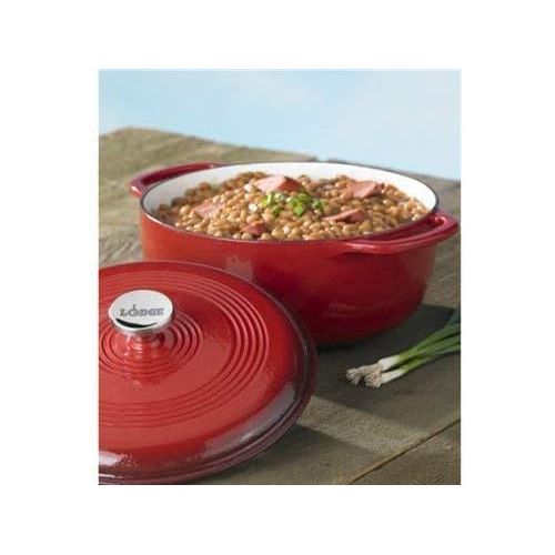 롯지 [아마존베스트]Lodge 6 Quart Enameled Cast Iron Dutch Oven. Classic Red Enamel Dutch Oven (Island Spice Red)