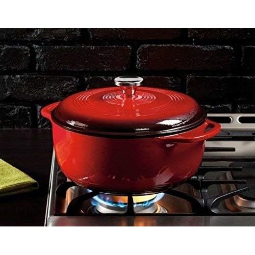 롯지 [아마존베스트]Lodge 6 Quart Enameled Cast Iron Dutch Oven. Classic Red Enamel Dutch Oven (Island Spice Red)