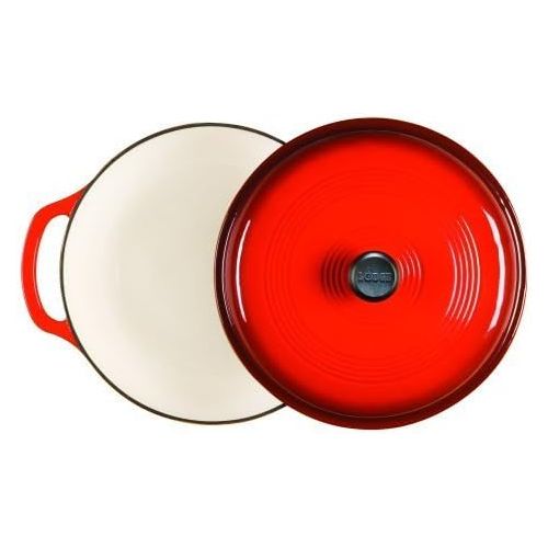 롯지 [아마존베스트]Lodge 6 Quart Enameled Cast Iron Dutch Oven. Classic Red Enamel Dutch Oven (Island Spice Red)