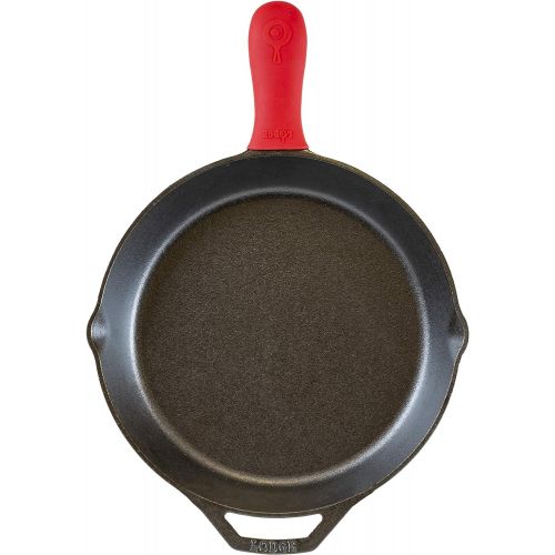 롯지 [아마존베스트]Lodge 12 Inch Cast Iron Skillet. Pre-Seasoned Cast Iron Skillet with Red Silicone Hot Handle Holder.