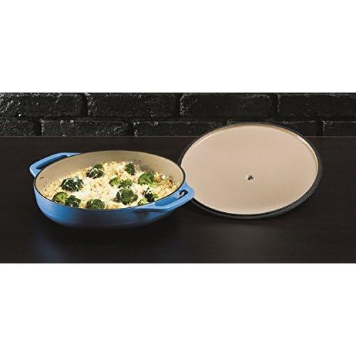 롯지 [아마존베스트]Lodge 3.6 Quart Enamel Cast Iron Casserole Dish with Lid (Carribbean Blue)