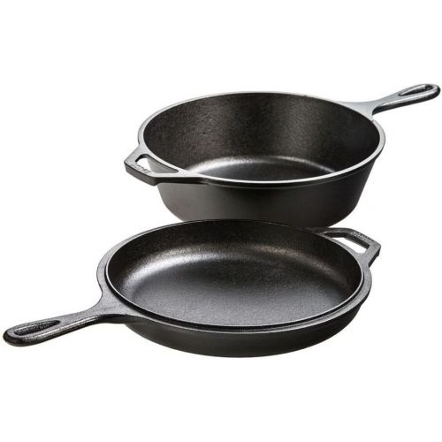 롯지 [아마존베스트]Lodge 3 Quart Cast Iron Combo Cooker. Pre-seasoned Cast Iron Skillet, Fryer, Dutch Oven, and Convertible Skillet/Griddle Lid