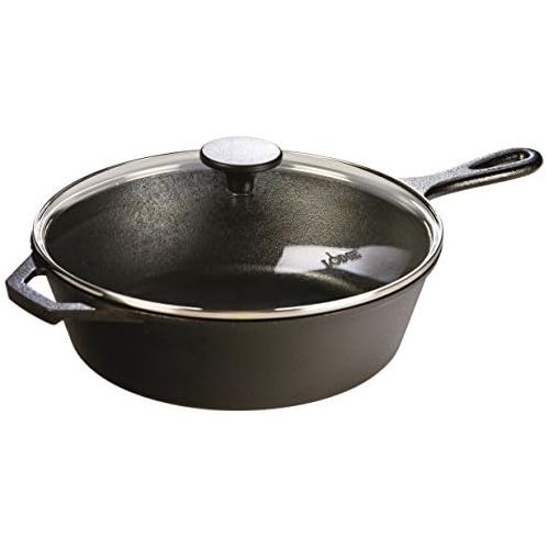 롯지 [아마존베스트]Lodge Deep L8DSKG3 Skillet with Glass Lid, Black, 3-Quart