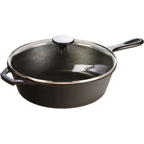 롯지 [아마존베스트]Lodge Deep L8DSKG3 Skillet with Glass Lid, Black, 3-Quart