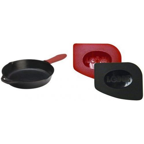 롯지 [아마존베스트]Lodge Cast-Iron Skillet L10SK3ASHH41B, 12-Inch and Lodge SCRAPERPK Durable Polycarbonate Pan Scrapers, Red and Black, 2-Pack Bundle