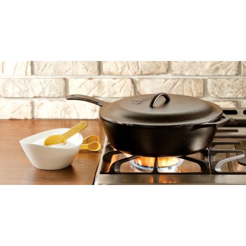 롯지 [아마존베스트]Lodge L10CF3 Cast Iron Covered Deep Skillet, Pre-Seasoned, 5-Quart