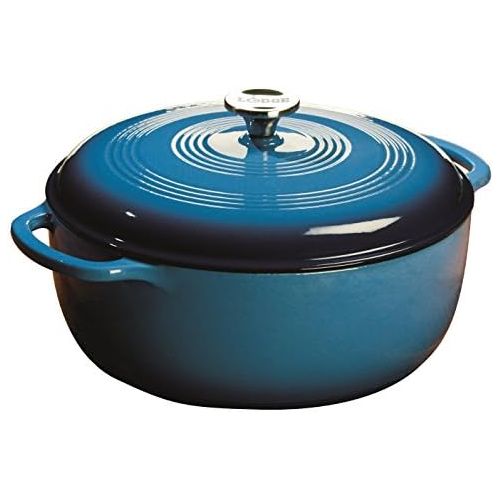 롯지 [아마존베스트]Lodge 7.5 Quart Enameled Cast Iron Dutch Oven. XL Blue Enamel Dutch Oven (Carribean Blue) - EC7D33