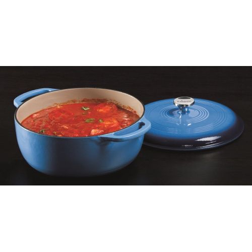 롯지 [아마존베스트]Lodge 7.5 Quart Enameled Cast Iron Dutch Oven. XL Blue Enamel Dutch Oven (Carribean Blue) - EC7D33