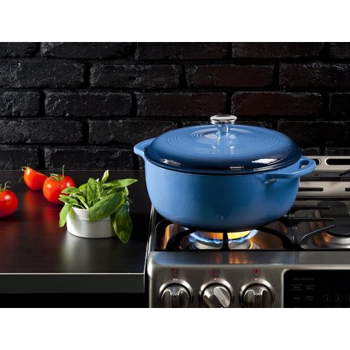 롯지 [아마존베스트]Lodge 7.5 Quart Enameled Cast Iron Dutch Oven. XL Blue Enamel Dutch Oven (Carribean Blue) - EC7D33