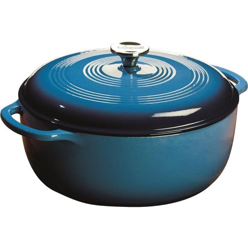 롯지 [아마존베스트]Lodge 7.5 Quart Enameled Cast Iron Dutch Oven. XL Blue Enamel Dutch Oven (Carribean Blue) - EC7D33